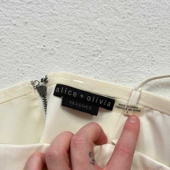 Alice + Olivia Pearle Vegan Leather Bustier Crop Top, Size 2 - Picture 4 of 8